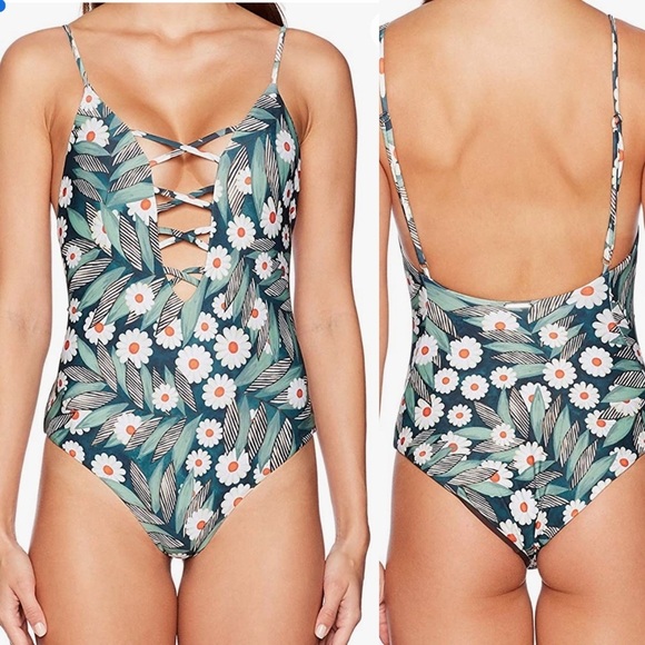 Mara Hoffman Women's Standard Tanya Lattice Front One Piece Swimsuit sz S - Picture 1 of 4